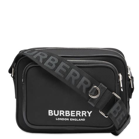 BURBERRY 皮革边饰格纹棉质帆布手提包 